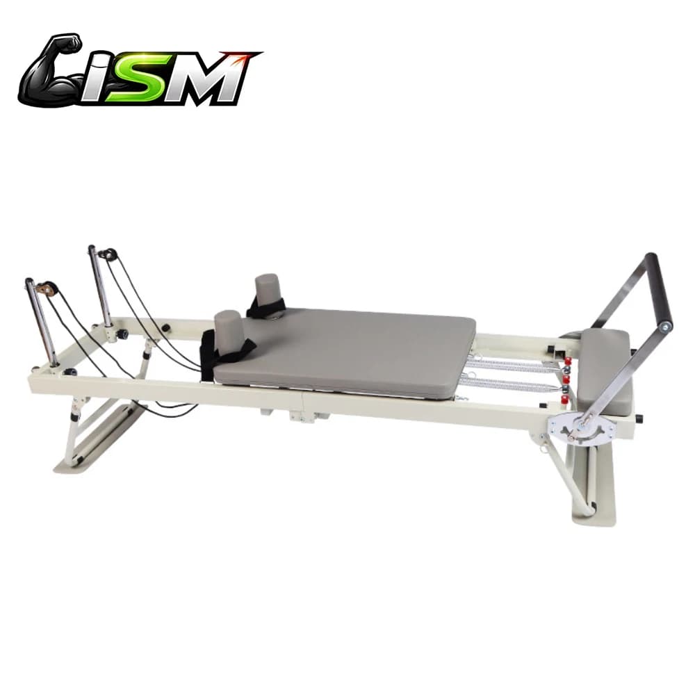 Reformer Pilates pliable avec demi-tournebuckle, lit rétractable et détachable, structure en acier, 
