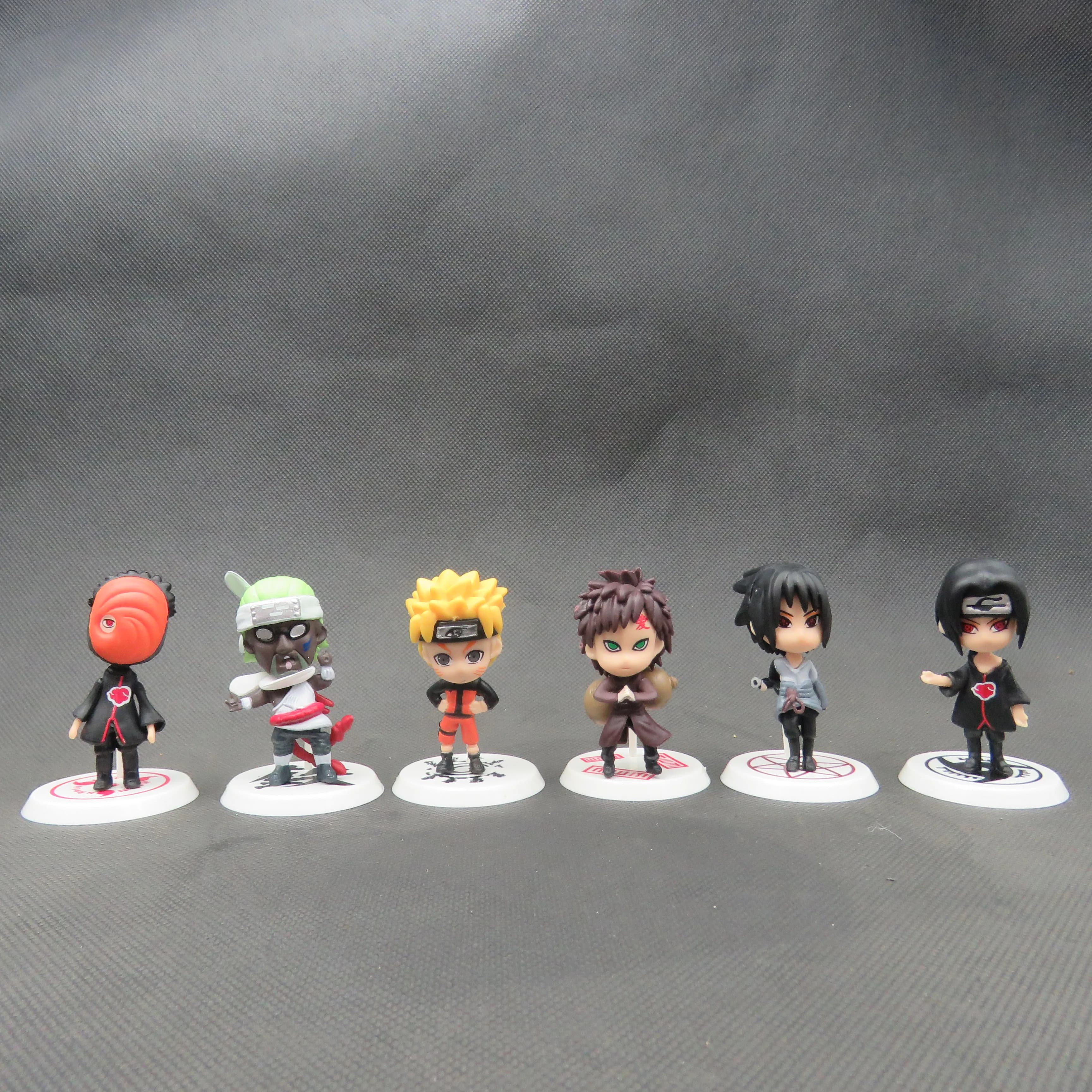 6 pièces/lot NARUTO Sasuke Gaara Uchiha Madara Figure 7-8cm 2 Style personnalité Base Mini Figurines