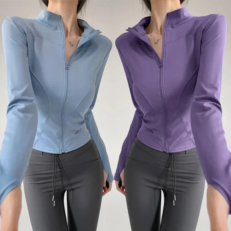 S-3XL Sun séchage rapide sport manteau femmes haut moulant veste de Yoga à manches longues veste à g