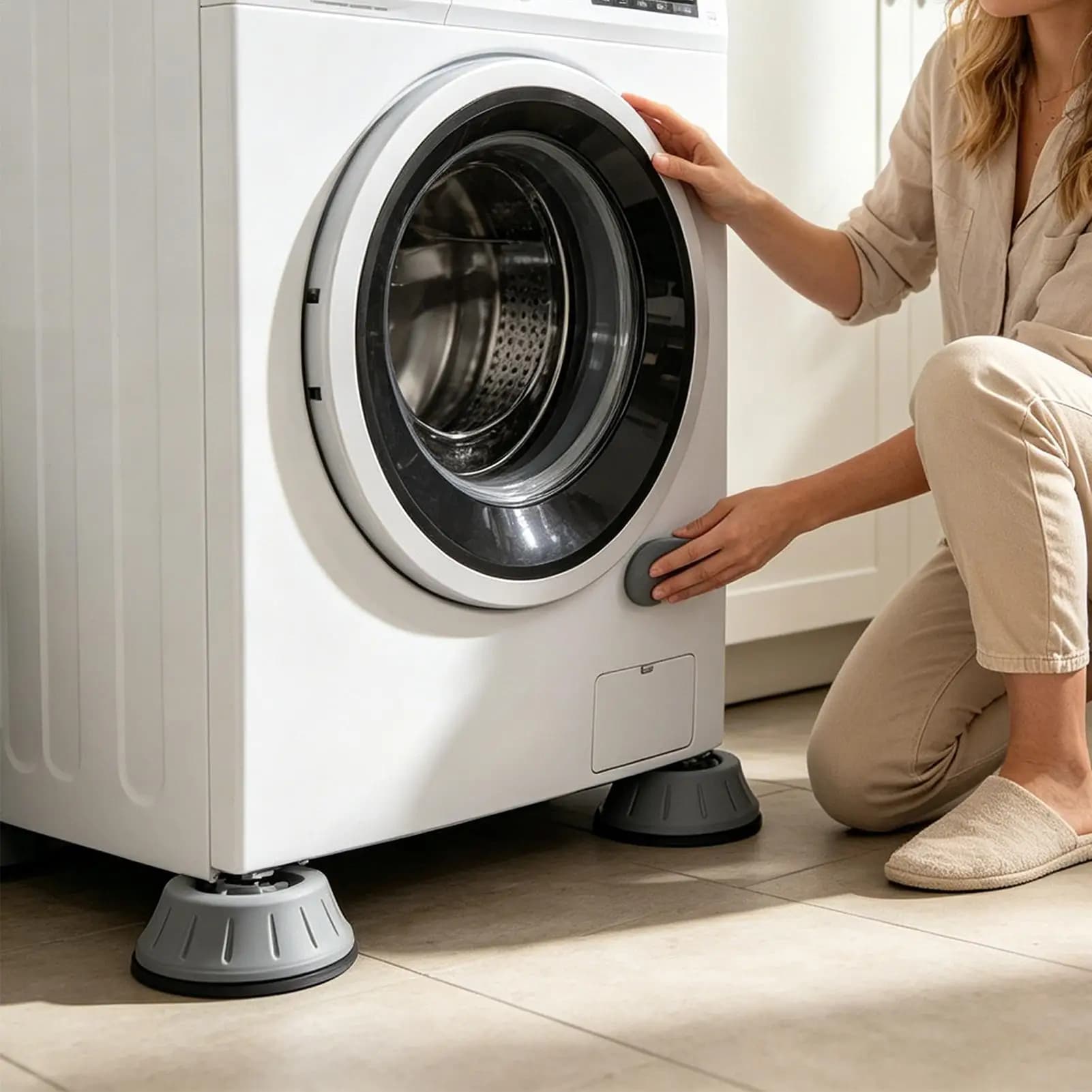 Patins anti-vibration pour machine à laver, 4 pièces, pieds anti-bruit et amortisseurs de chocs pour sèche-linge, réfrigérateur, congélateur, buanderie