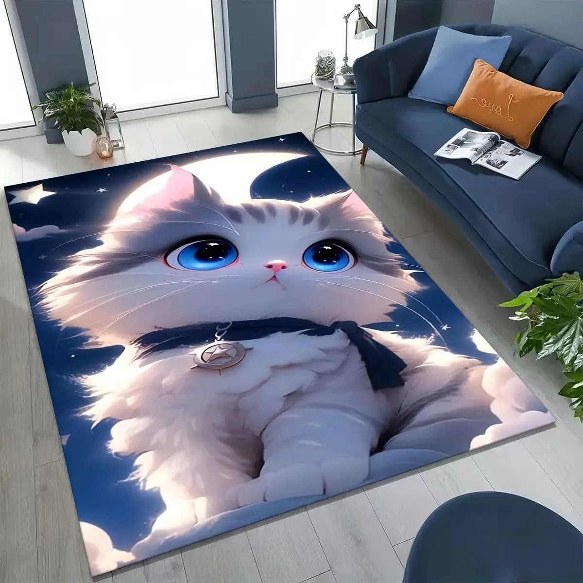 Tapis imprimé avec des pattes de chaton 3D Kawaii, tapis de jeu pour bébé, tapis de salon, tapis de chambre à coucher, adapté à la décoration de la maison pour les amoureux des chats