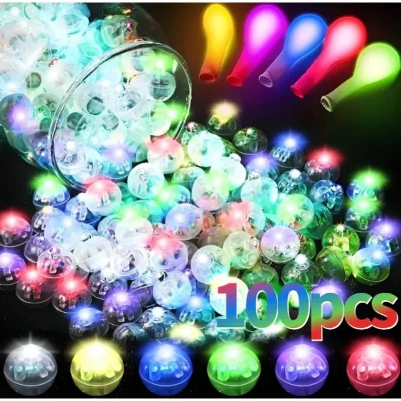 100/10 pièces lumineux gobelet boule lampe Mini LED ballon lumière coloré clignotant lanterne noël mariage anniversaire fête décor
