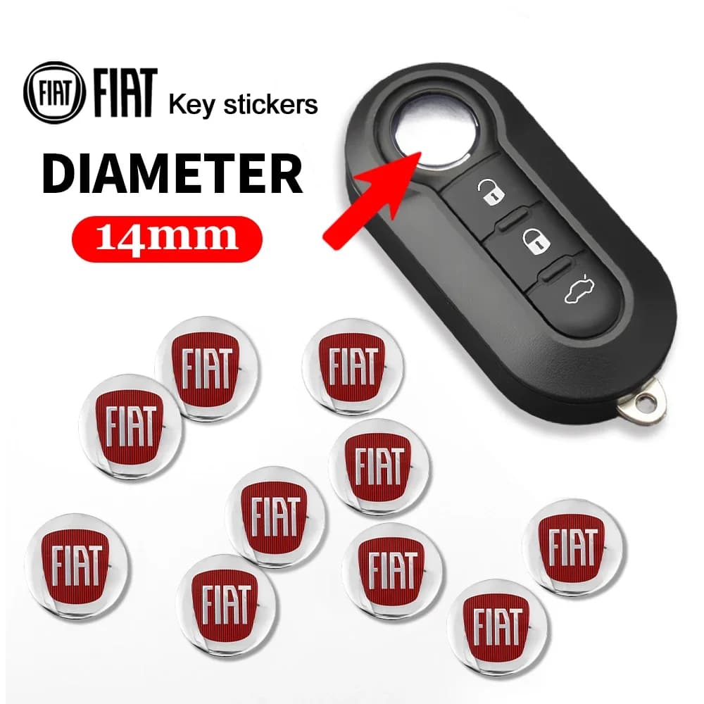 Autocollants de clé intelligente de voiture Fiat, Logo en métal, accessoires pour FIAT 500 Ducato Panda Grande Punto Tipo Abarth Pulse Strada 500L