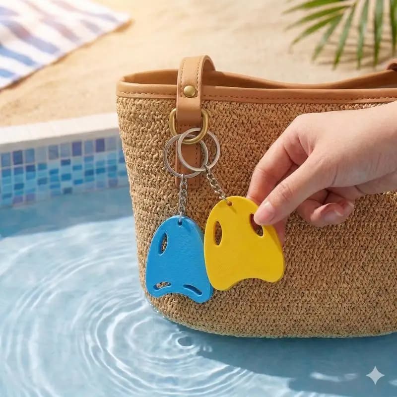 Porte-clés de natation style sportif, pendentif planche de natation, breloque de sac style sportif, mini porte-clés flottant pour l'été
