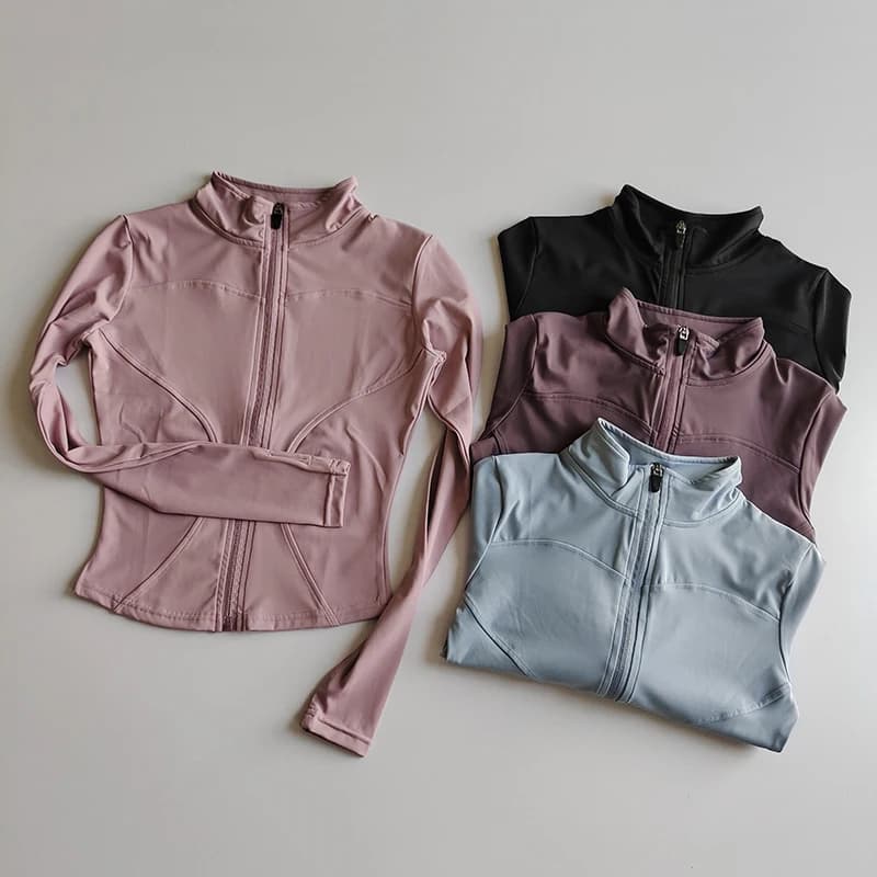 Veste de sport à manches longues pour femme, vêtements de yoga minces, cardigan zippé à séchage rapi