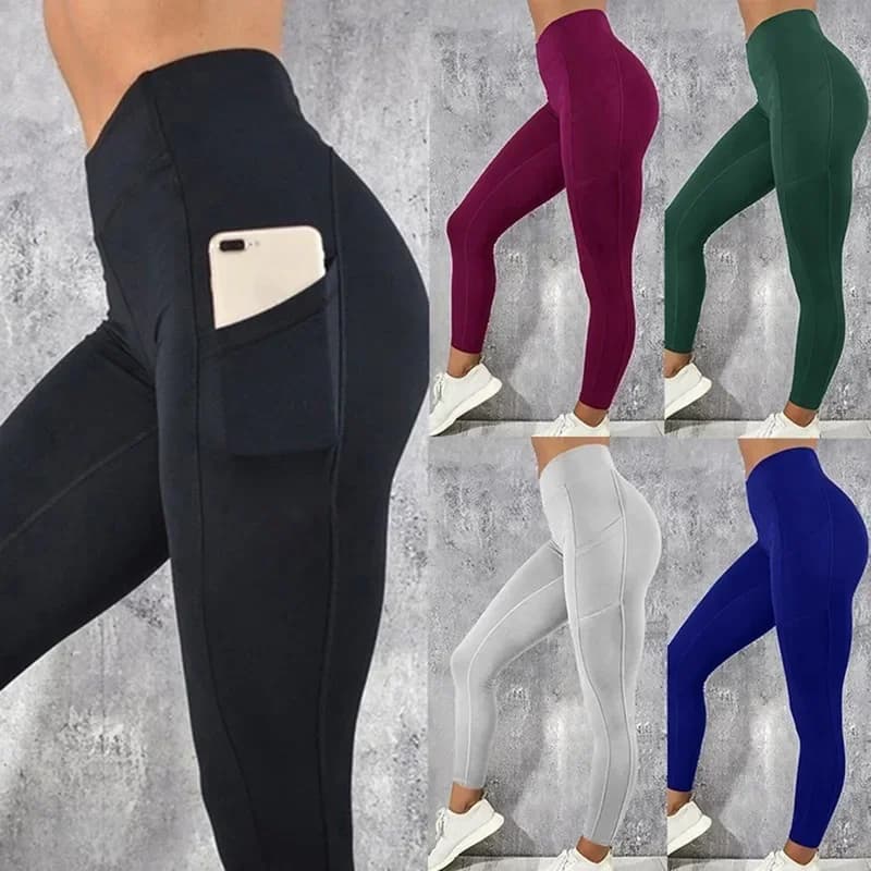 Yoga Fitness femmes Leggings taille haute collants avec poche gymnastique entraînement course extens