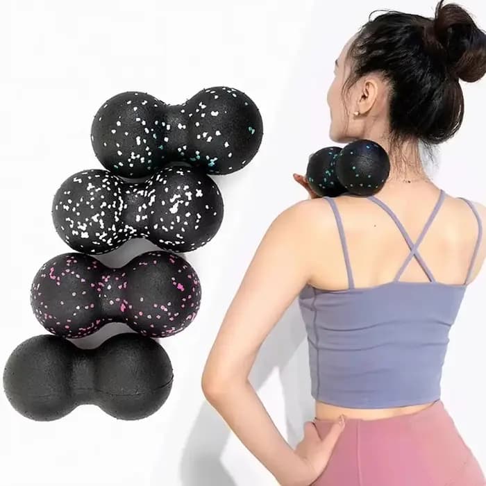 Balle de massage de yoga double en forme d'arachide à picots pour le dos