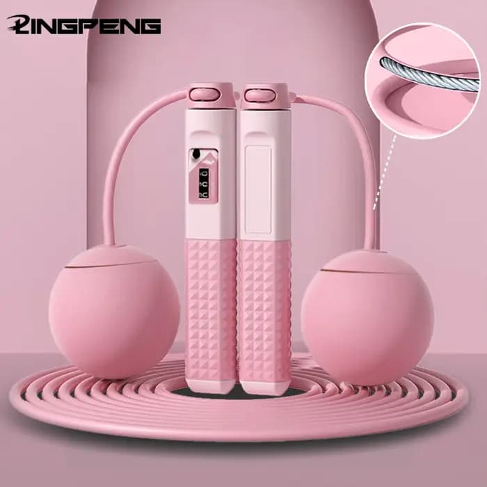 Corde à sauter sans fil avec compteur, corde à sauter avec balle, équipement de sport réglable pour la maison, fitness, avec poids intégrés