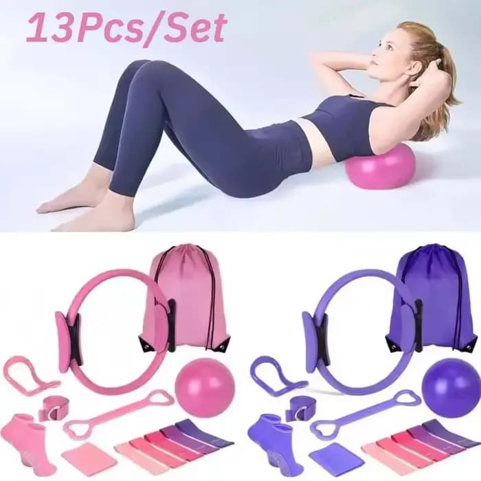 Kit de 13 pièces pour le yoga et le Pilates : Cercle de yoga, ballon de Pilates, équipement professionnel pour le remodelage corporel, amélioration de la santé et perte de poids, avec accessoires de r
