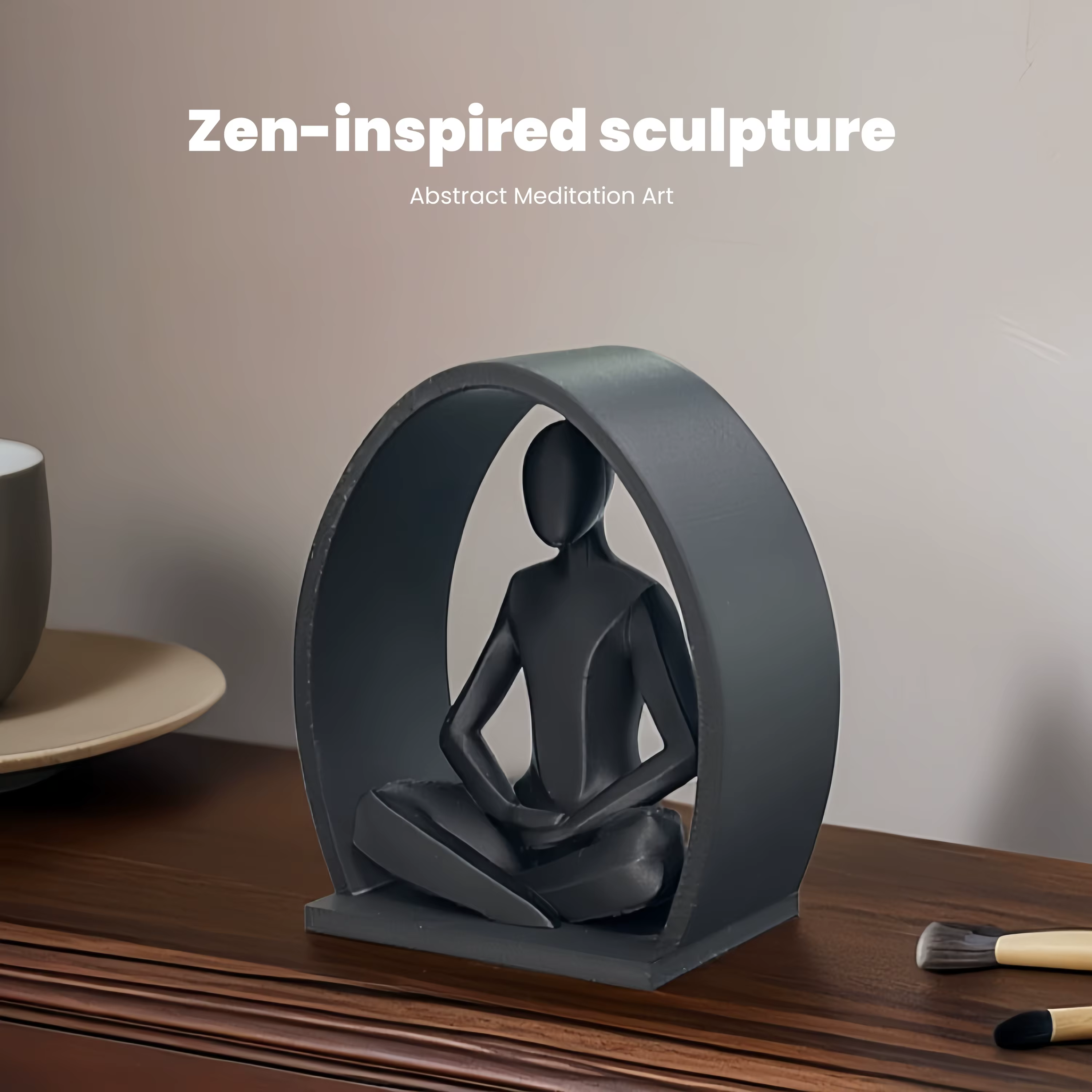 Sculpture de méditation abstraite, figurine de yoga d'inspiration zen, décoration minimaliste pour l