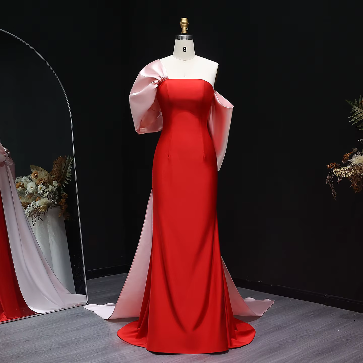 Sharon Said rouge et rose dubaï épaules dénudées robes de soirée avec sirène pour les femmes robe fo