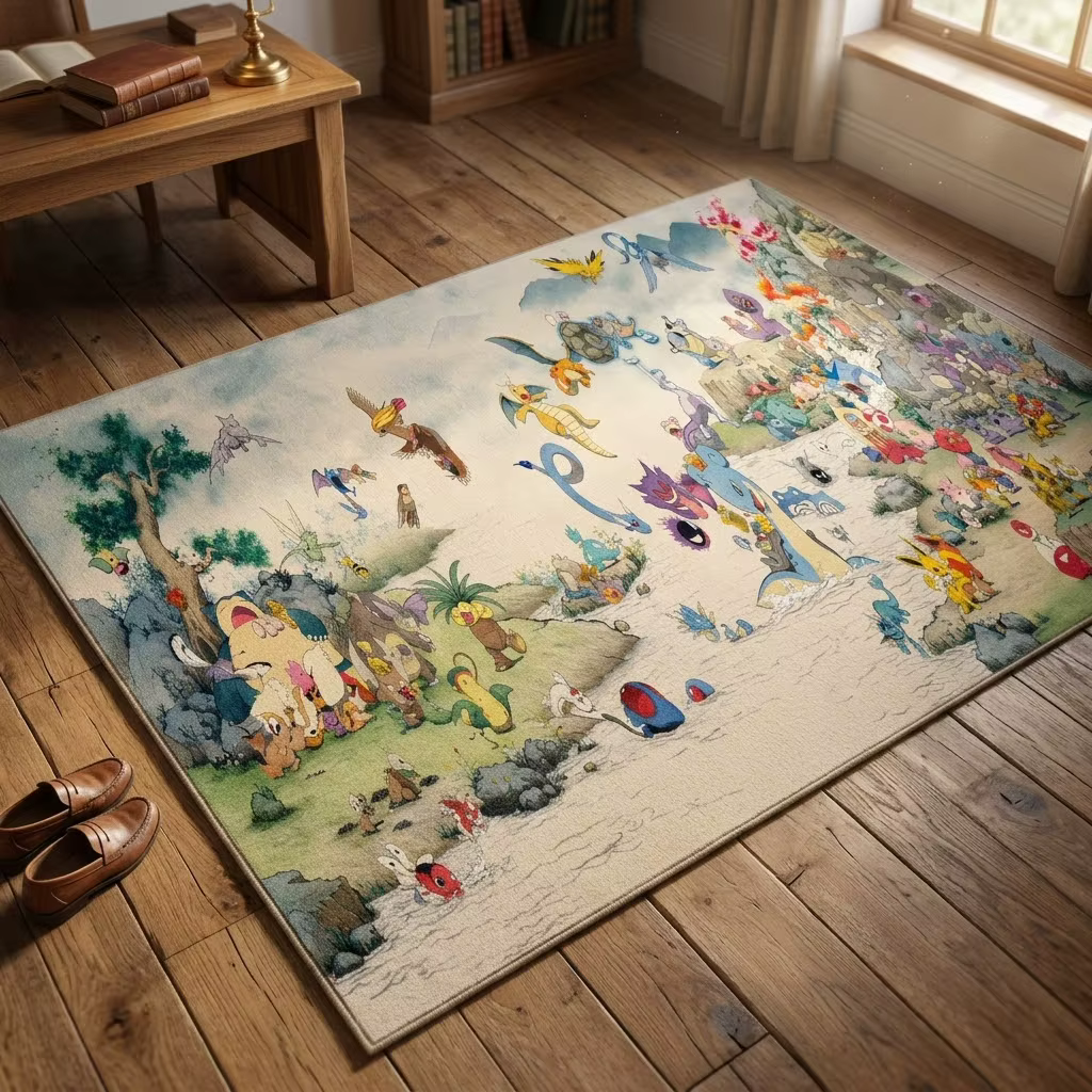 Tapis d'anime japonais Pokemon, tapis de forme irrégulière, tapis doux pour la décoration de la cham