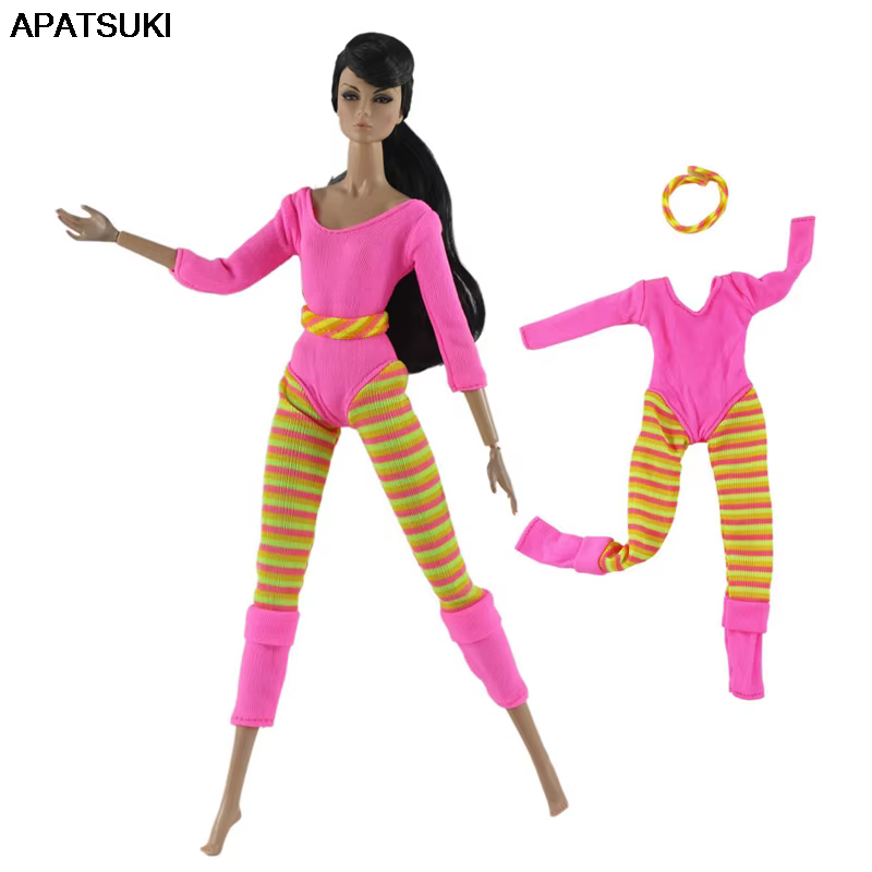 Tenue rose à la mode, combinaison de sport, vêtements de Yoga pour poupée Barbie 1/6, accessoires po