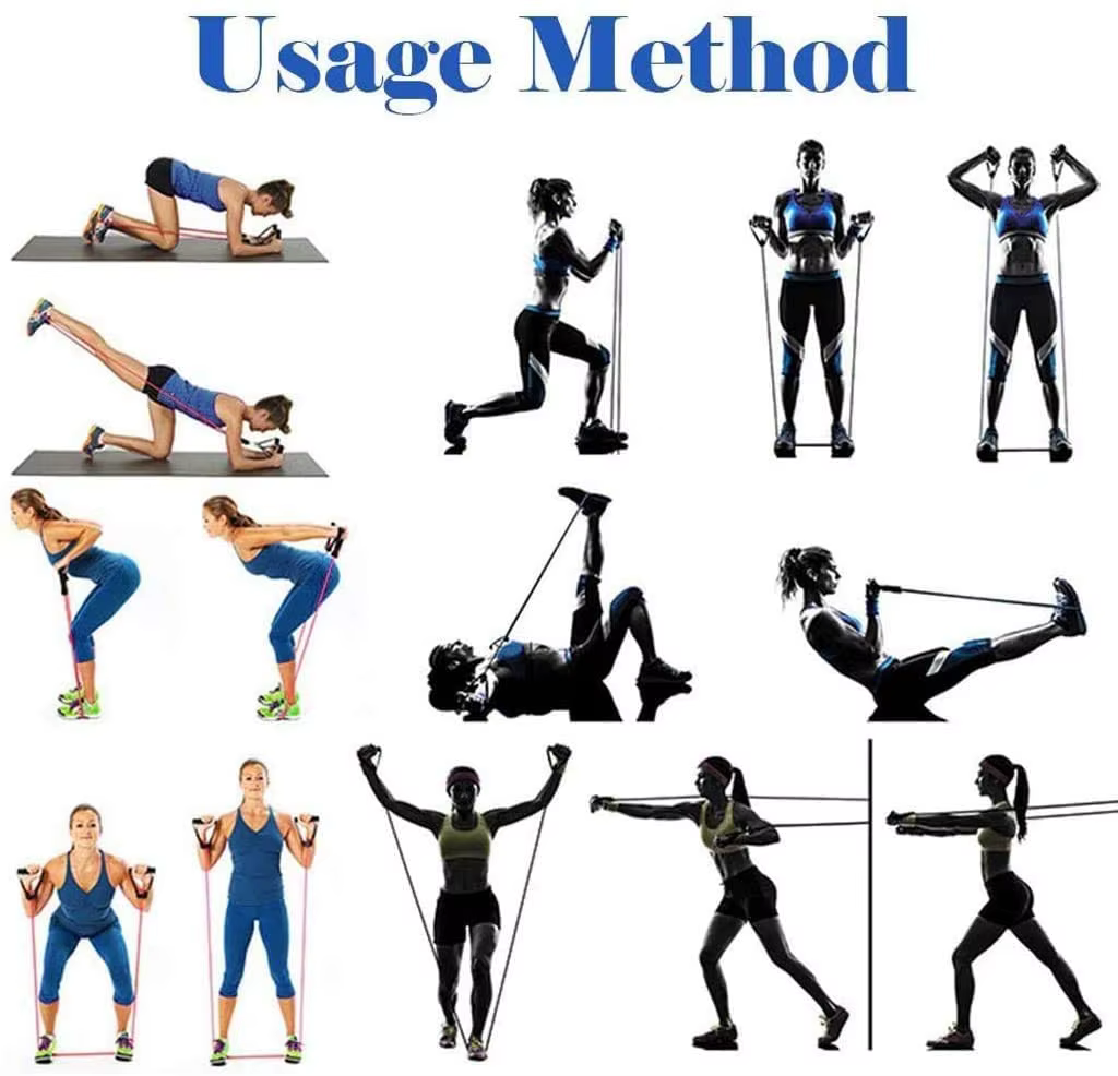 Cordes de résistance en latex pour pilates, yoga, crossfit, fitness , 11 pièces