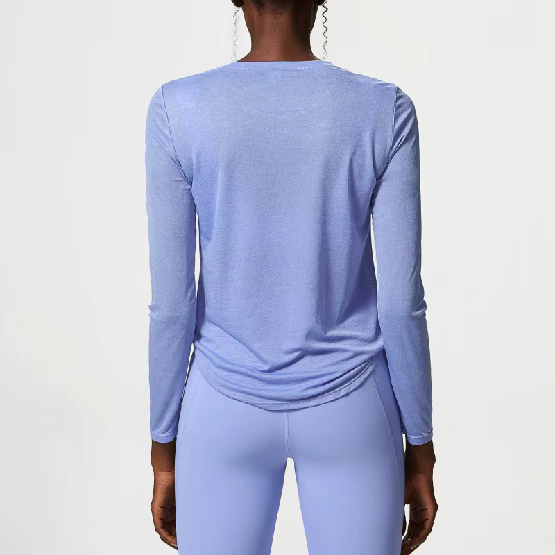 Chemise de Yoga à manches longues pour femmes, plissée sur le côté, ample, haut de gymnastique, resp