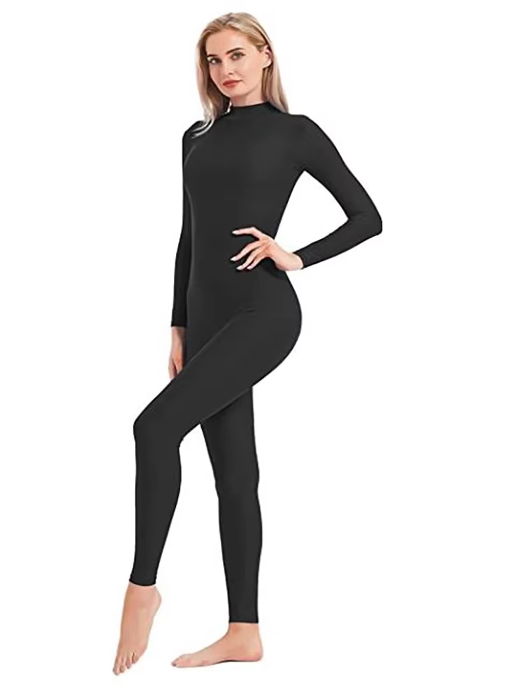 Speerise-Unitard de Yoga à Manches sulfpour Femme, Combinaison de Batterie, Catsuit Unisexe, Col Hau