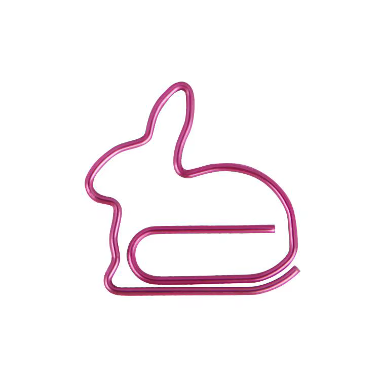 Trombone en métal lapin violet, accessoires de bureau mignons, trombones, signet, trombones
