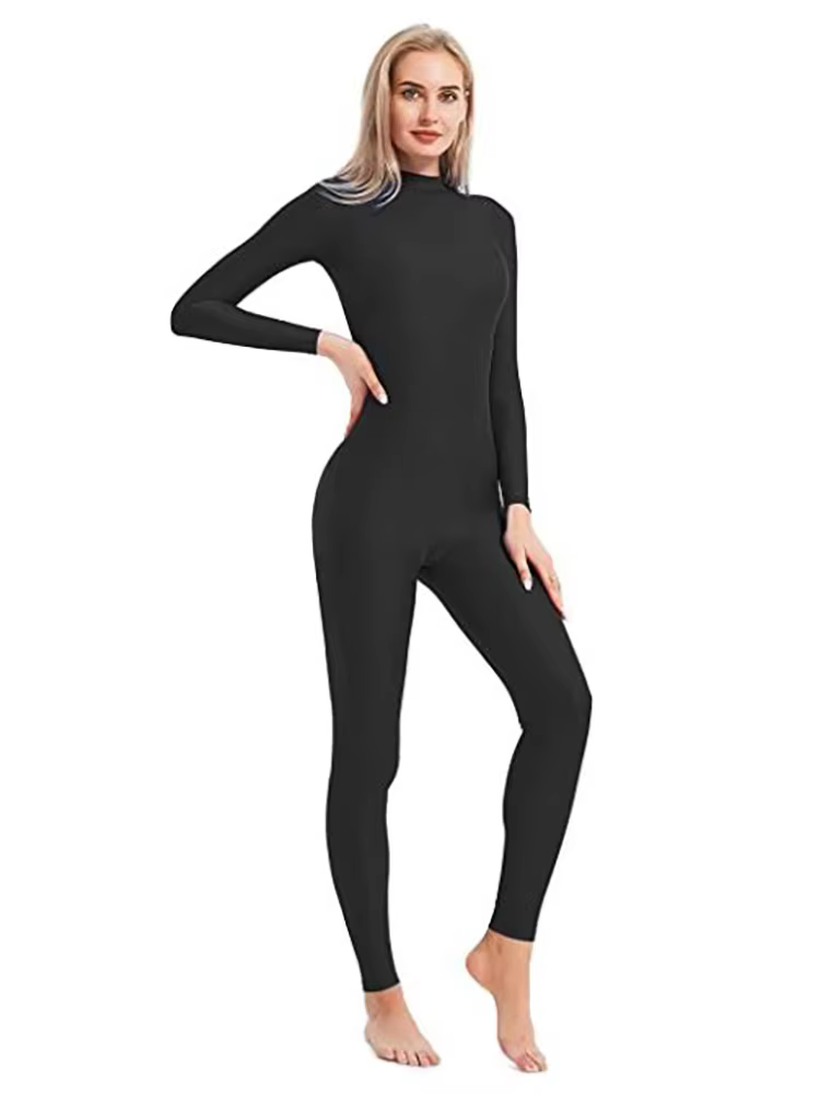 Speerise-Unitard de Yoga à Manches sulfpour Femme, Combinaison de Batterie, Catsuit Unisexe, Col Hau