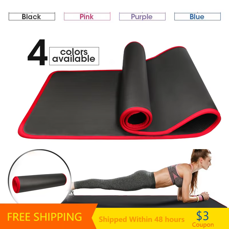 YECOKISO 10MM Extra épais 183cmX61cm tapis de Yoga NRB tapis d'exercice antidérapant Fitness sans go