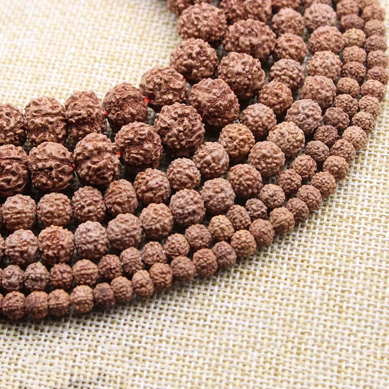 Perles Mala Rudraksha naturelles, 108 pièces, 6, 8, 10, 12 mm, prière bouddhiste pour Bracelet, coll