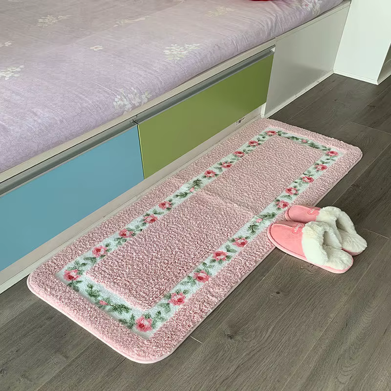 Tapis absorbant l'eau à motif floral, tapis épais, tapis coordonnants, tapis de chambre, tapis de sa