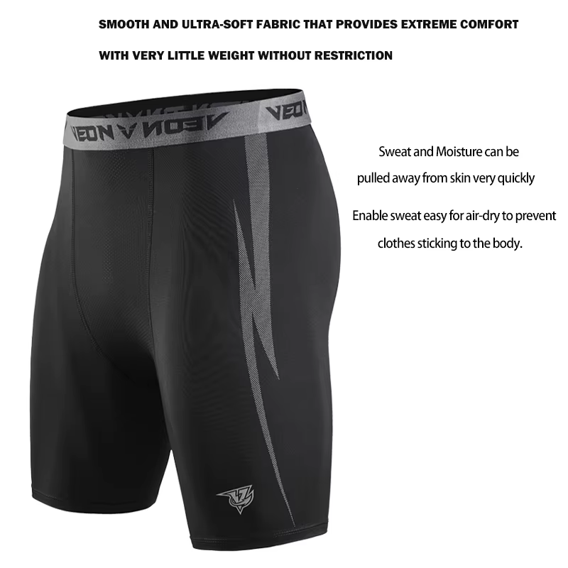 Noir Shorts de Compression Hommes Spandex Sport Shorts Athlétique Entraînement Running Performance B
