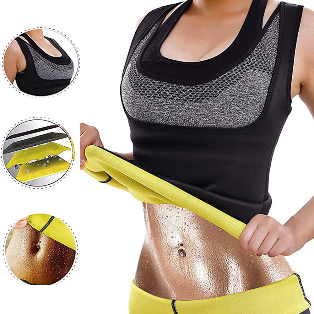 Femmes formation T-shirts Sauna hauts de sport vêtements de Fitness minceur corps sculptant gilet pe