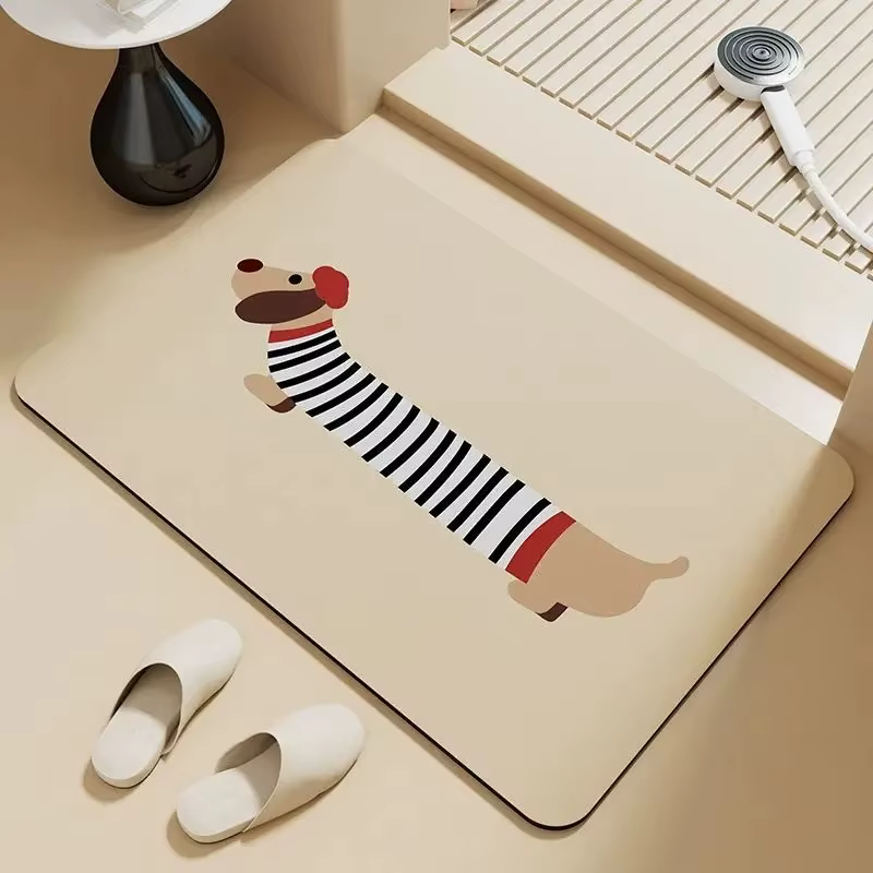Tapis de porte patineur teckel, petit tapis, Design de chien de dessin animé avec élément de Skatebo