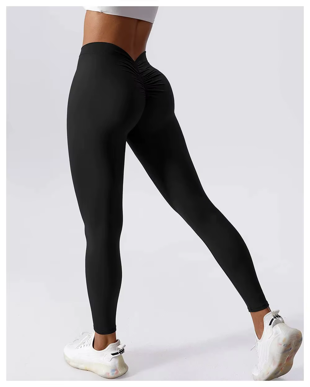 Pantalon de yoga fitness taille en V pour le dos, lifting des hanches, pêche au miel, collants de sp