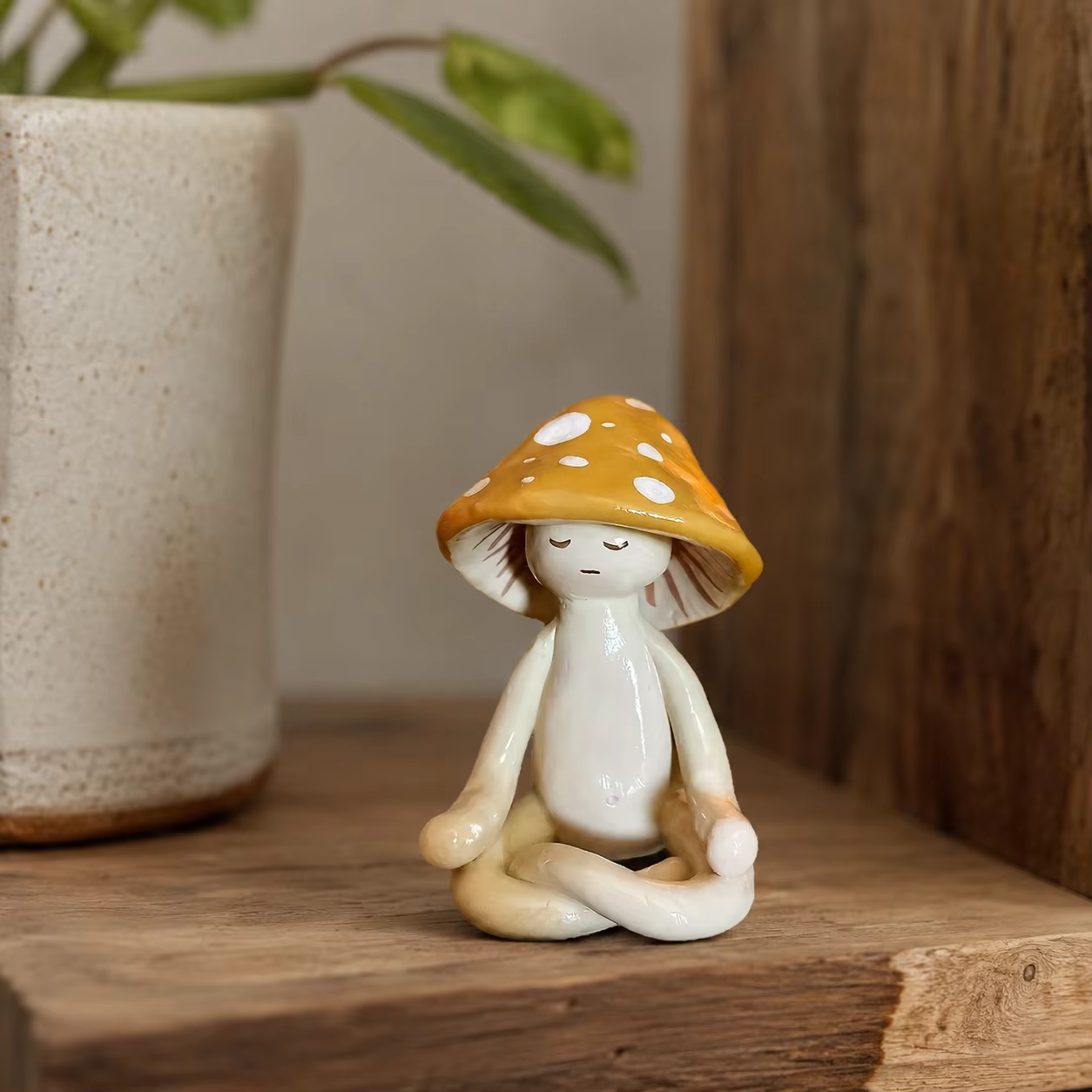 Figurines de yoga en résine en forme de champignons – Ensemble de statues de méditation mignonnes po