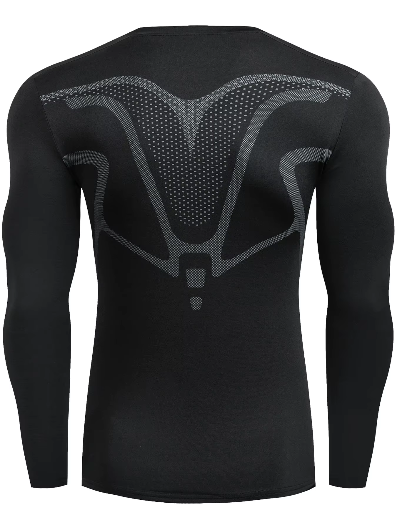 Chemise de sport à manches longues à compression respirante pour hommes – Vêtements de sport à col r