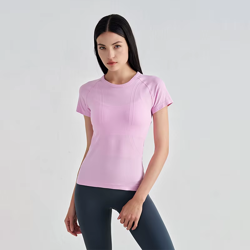 SOISOU femmes haut sans couture sec rapide respirant gymnase Yoga à manches courtes t-shirts Fitness
