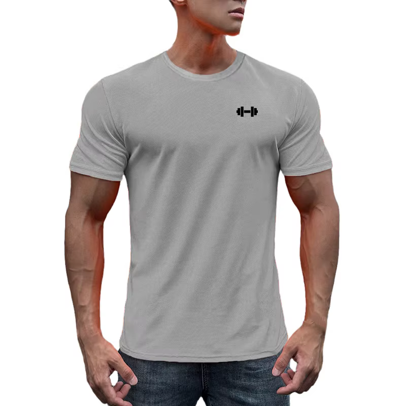 T-shirt à manches courtes et col rond pour homme, vêtement en maille, respirant, séchage rapide, coo