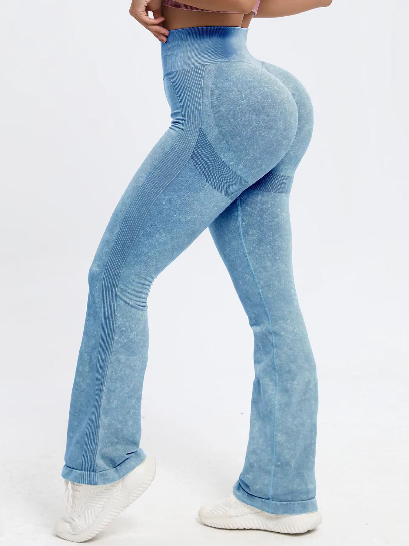 Pantalon moulant taille haute sans couture pour femmes, pantalon évasé moulant givré, pantalon de yo