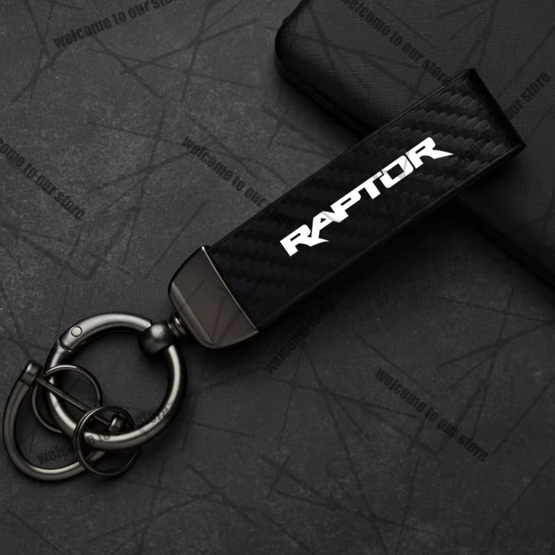 Porte-clés de voiture pour Ford Raptor F-150 F-250 F-350 Ranger, Logo de ramassage en Fiber de carbo