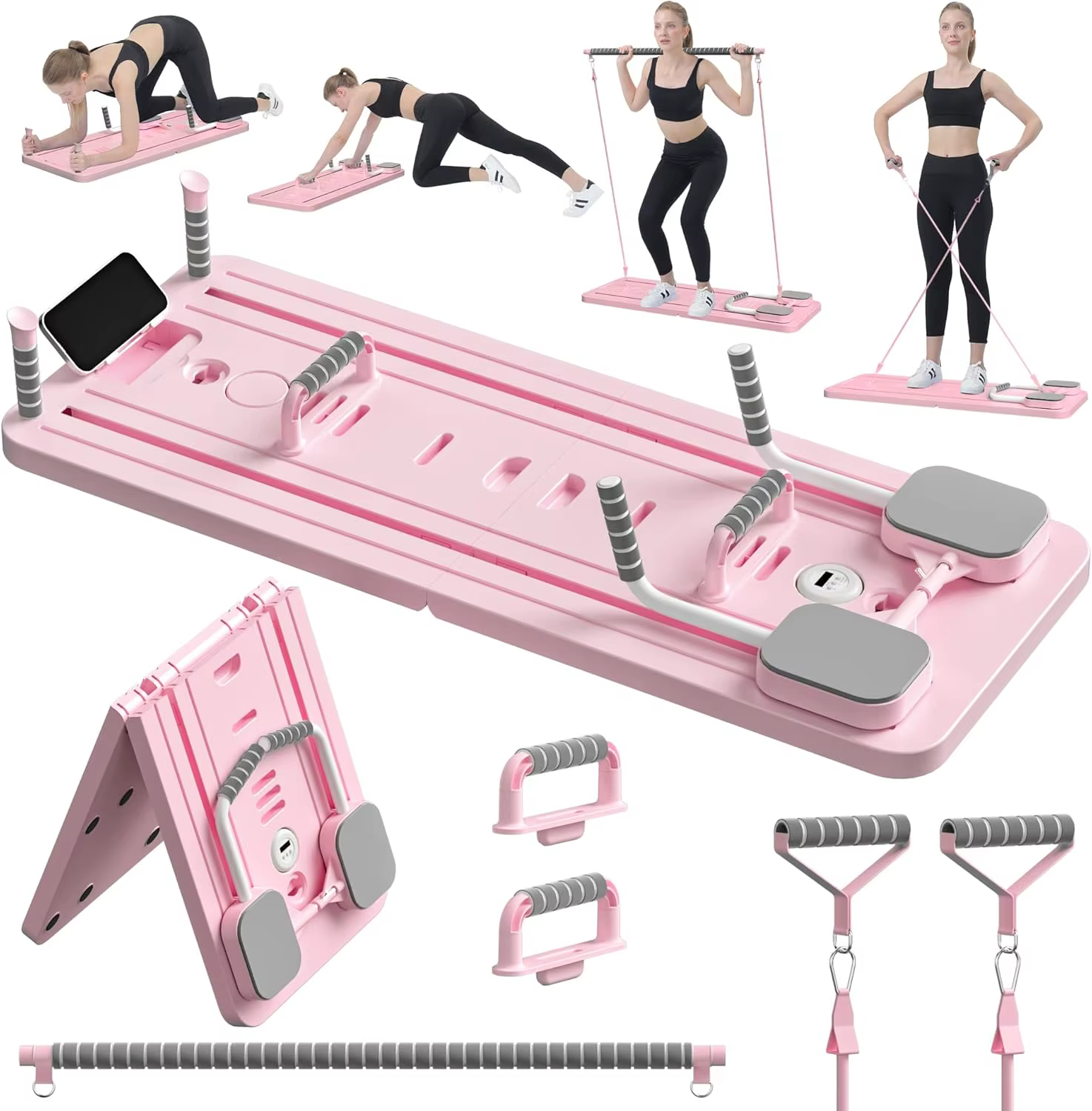 Planche de Pilates multifonction, bandes de résistance abdominales, supports de pompes, plaque de Fi