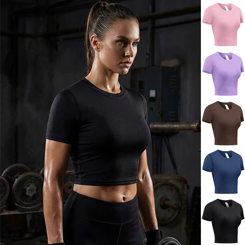 T-shirt de sport court pour femmes, pour Yoga, course à pied, entraînement, été, séchage rapide, che