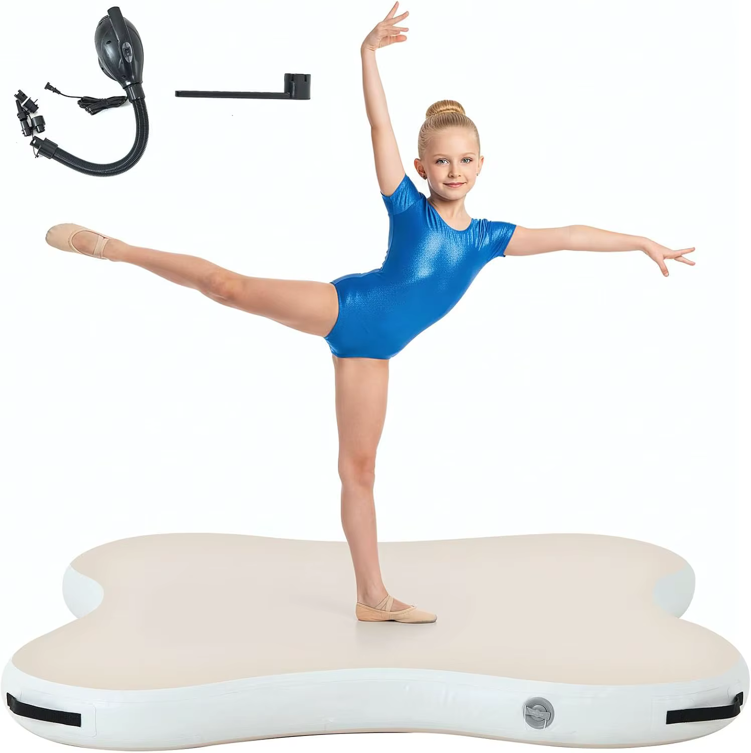Tapis de gymnastique gonflable avec pompe électrique, tapis d'entraînement antidérapant en tissu Dro