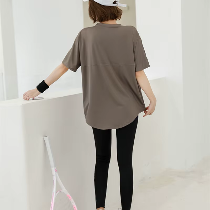 T-shirt de yoga à manches courtes pour femmes, vêtements de sport doux, chemise de fitness à séchage