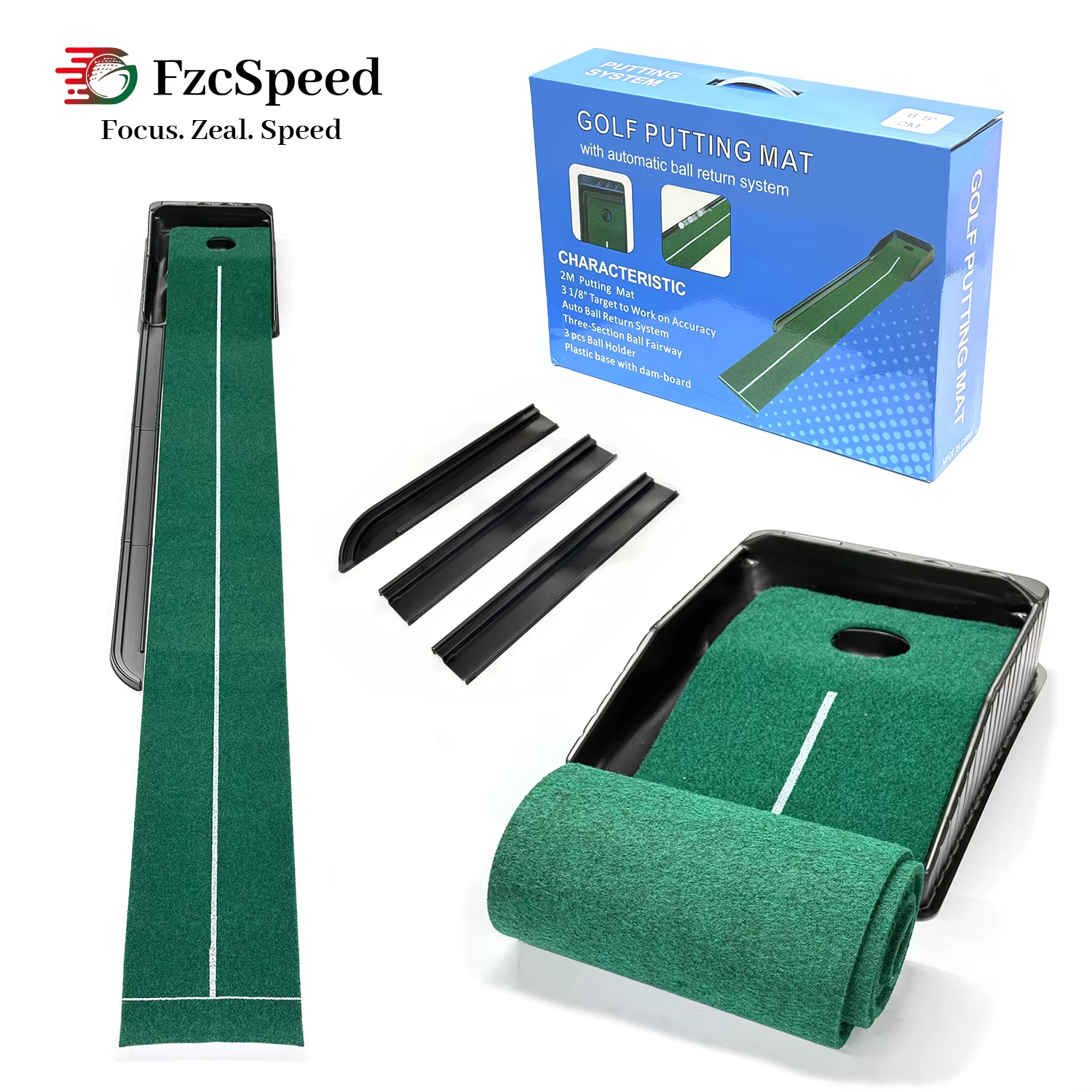 Tapis de putting de golf, tapis de putting avec retour automatique de balle pour l'entraînement au p