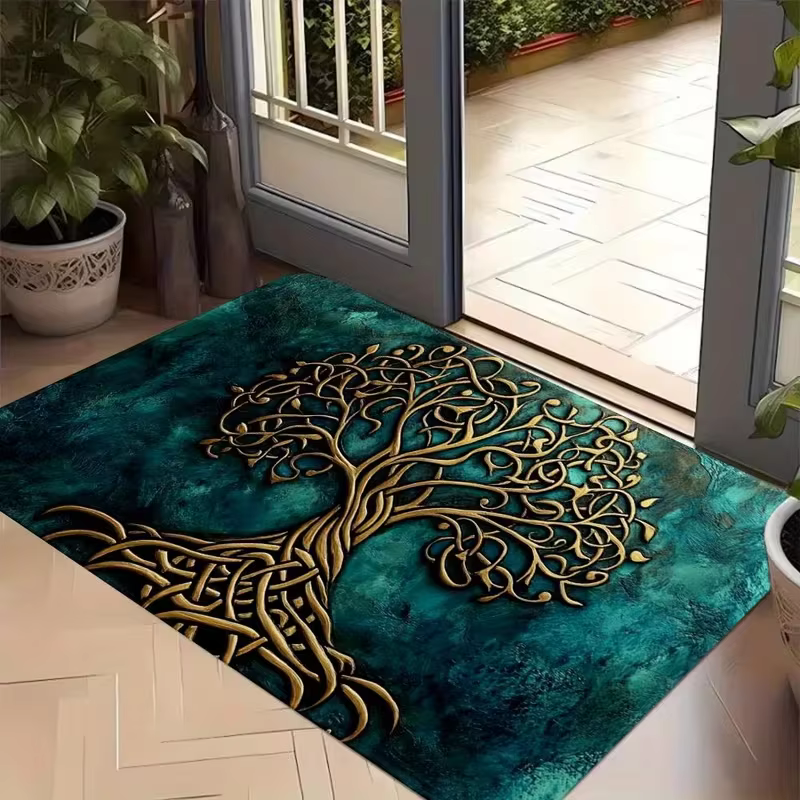 Tapis de style moderne, couleur bleu-vert foncé, pour chambre à coucher, salon, cuisine, décoration