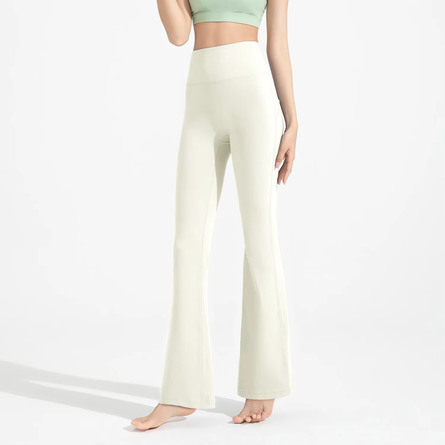 Leggings de sport taille haute pour femme, sans couture, évasés, pour le yoga et le fitness, effet p
