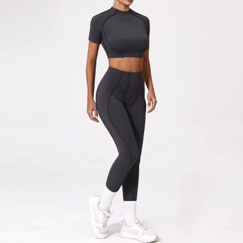 Combinaison de sport de Yoga, Fitness, haut à manches courtes, moulant, taille haute, pantalon de le