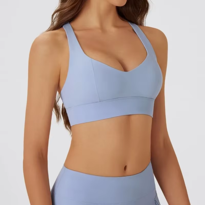 Soutien-gorge de sport Yoga pour femmes, coussin de poitrine amovible, haut à licou, Push-up, dos ou