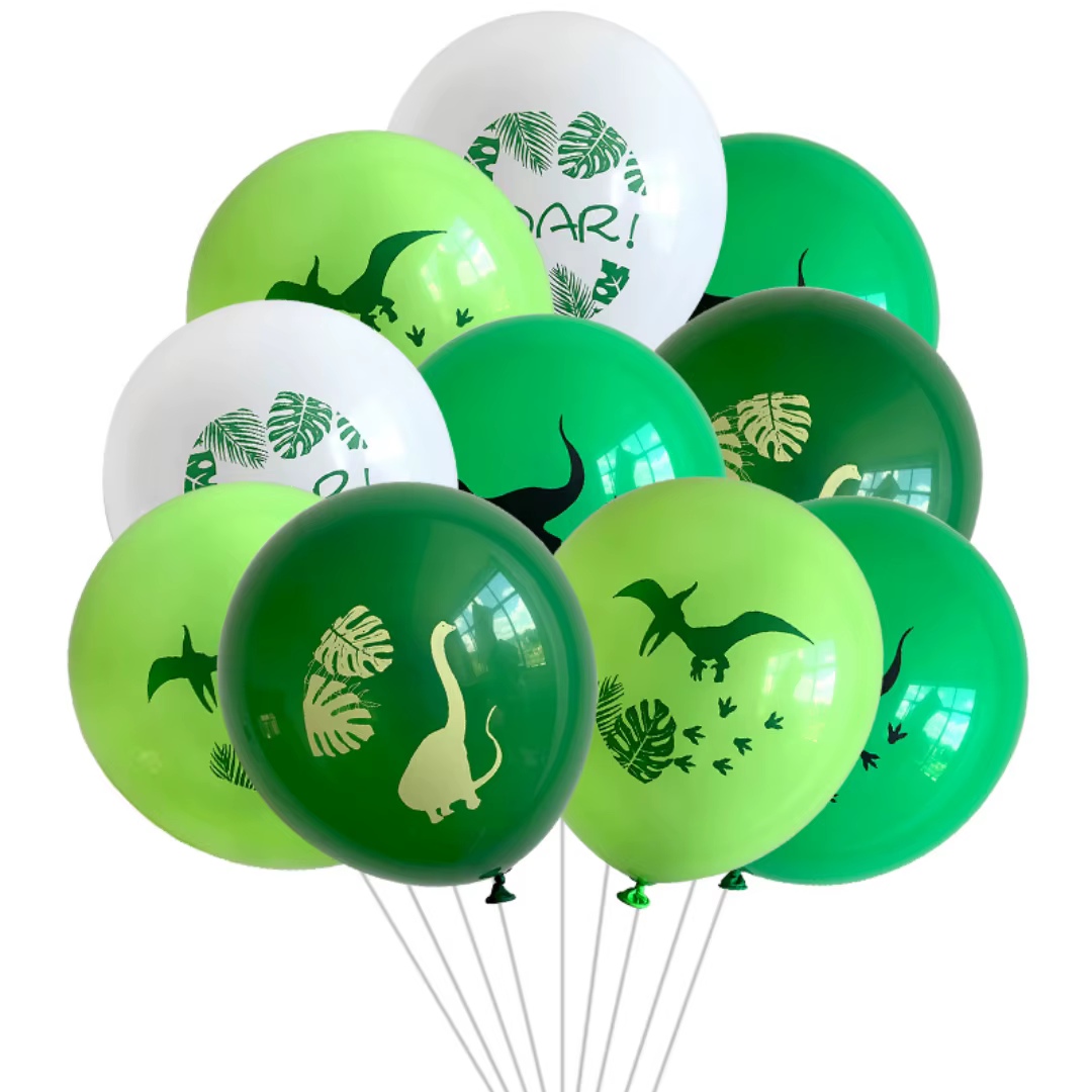 Ballons College de dinosaures pour enfants, ballons en latex, vert et blanc, décor de fête d'anniver