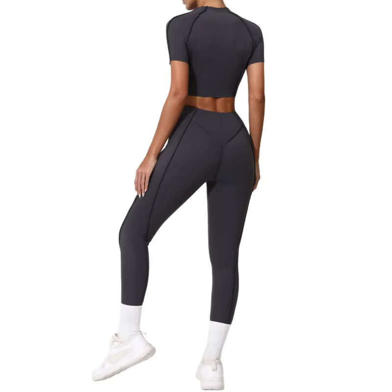 Combinaison de sport de Yoga, Fitness, haut à manches courtes, moulant, taille haute, pantalon de le