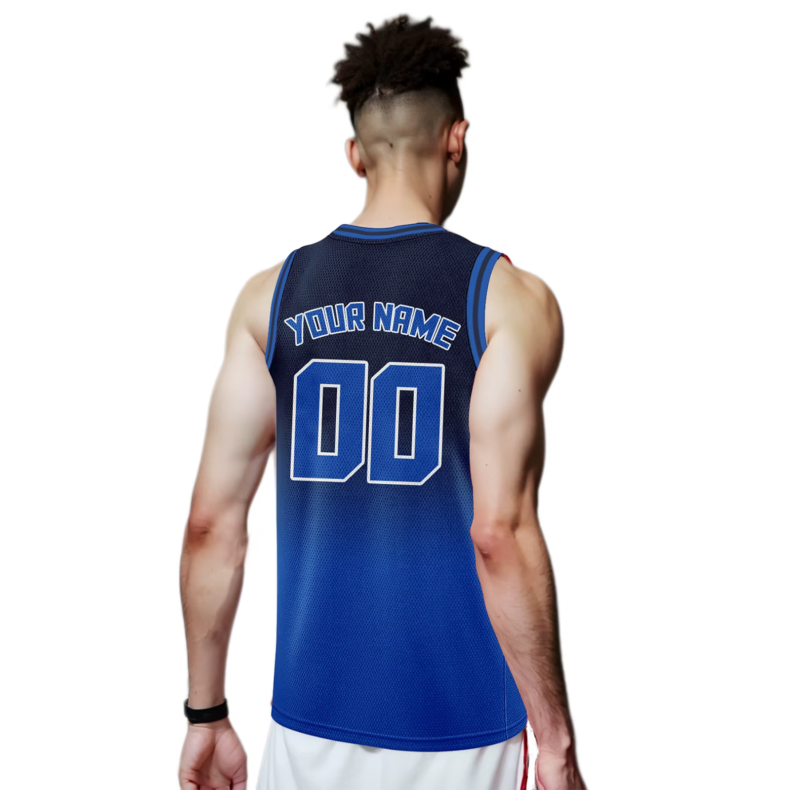 Maillot de Basket-ball Personnalisé Bleu Dégradé, Imprimé avec Nom, Numéro, Logo, Chemise d'Équipe p