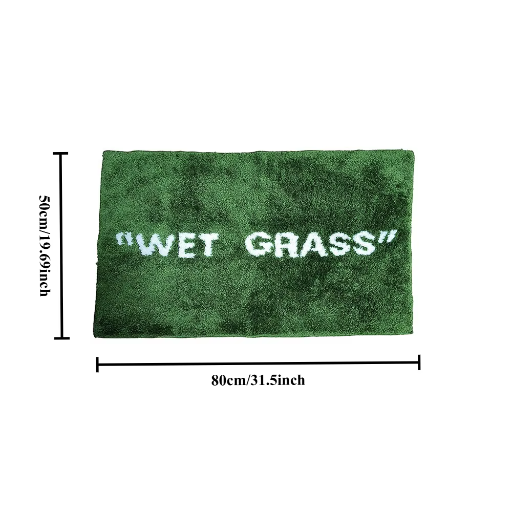 Paillasson en herbe humide, 50x80cm, tendance, flocage, touffeté, herbe verte, peluche moelleuse, sa