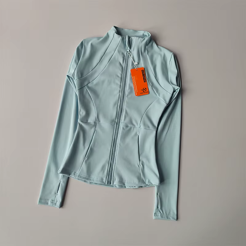 Veste de sport pour femmes, fermeture éclair, Fitness, Yoga, chemise d'entraînement, manteaux de cou