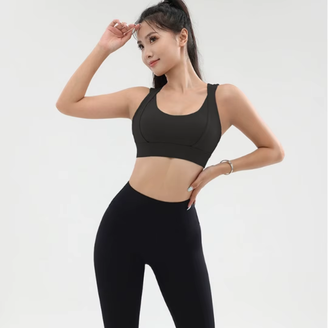 Soutien-gorge de sport respirant avec dos croisé pour femme, brassière de fitness, gym, course à pie
